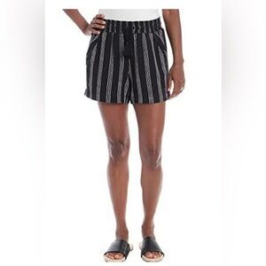 TWO Briggs Linen Blend Shorts Tie Front Stretchy Waistband Women Small